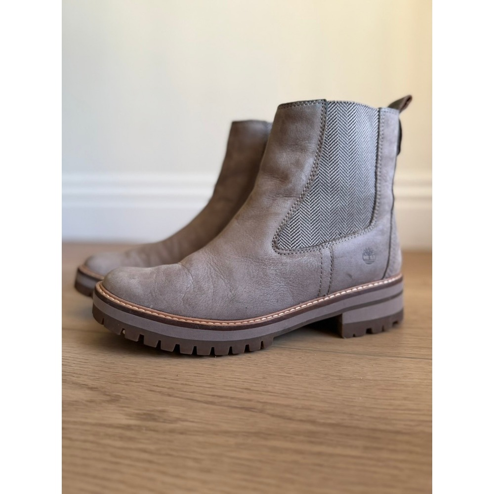 Timberland Courmayeur Valley Grey Nubuck Herringbone Chelsea Boots Womens